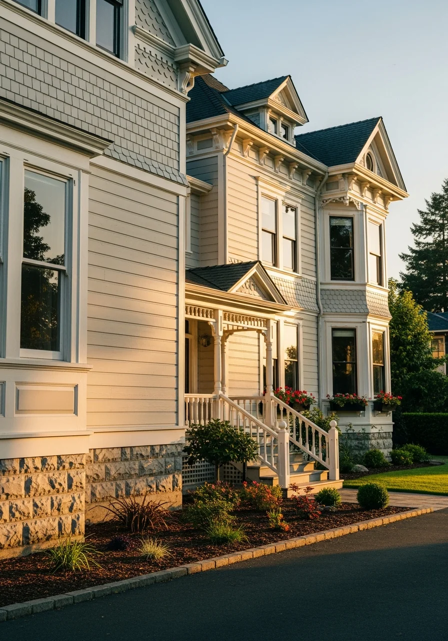 Close-up of a Petaluma home's facade showing architectural detail and quality craftsmanship consistent with local standards.